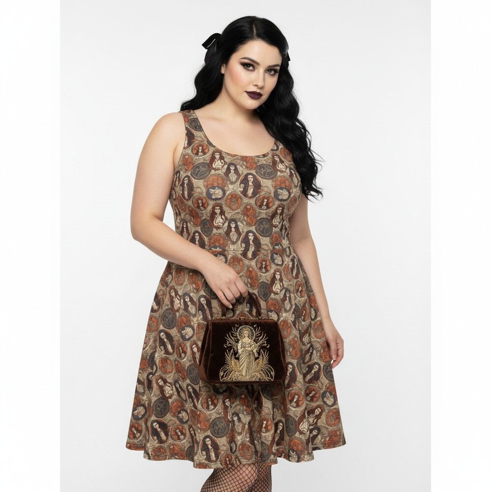 Plus Size Whimsigoth Tarot Card Skater Dress